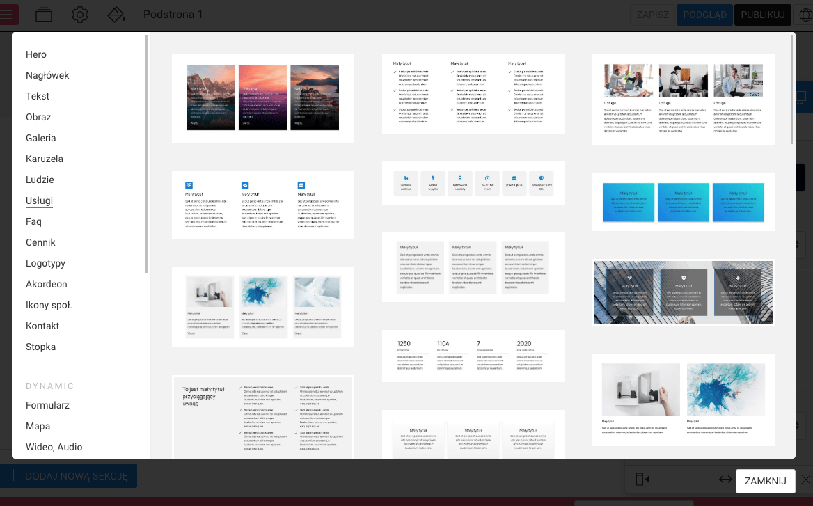 dodawanie nowej sekcji na stronę