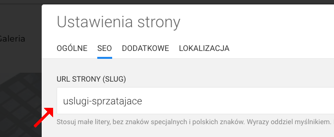 zmiana adresu URL