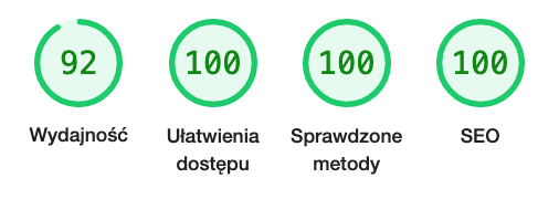 wyniki testu lighthouse