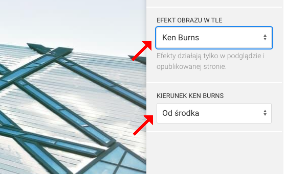 efekt ken burns w tle sekcji
