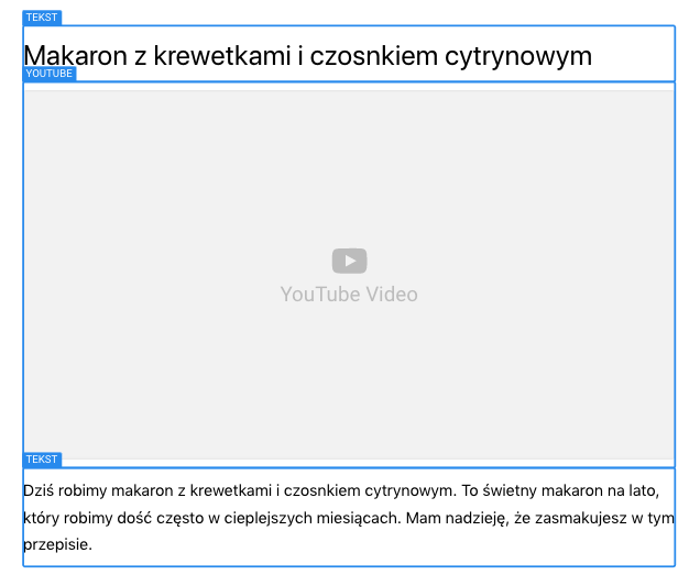 elementy tekstowe i wideo na stronie