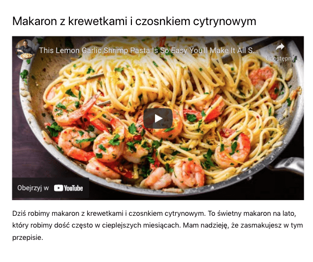 film youtube na stronie internetowej przykład