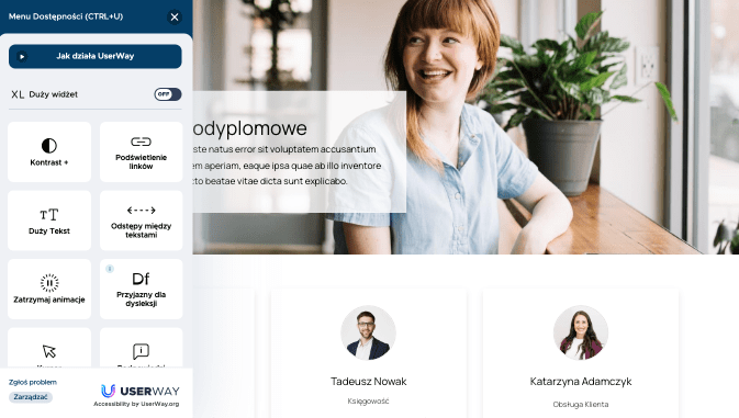 okno z ustawieniami userway