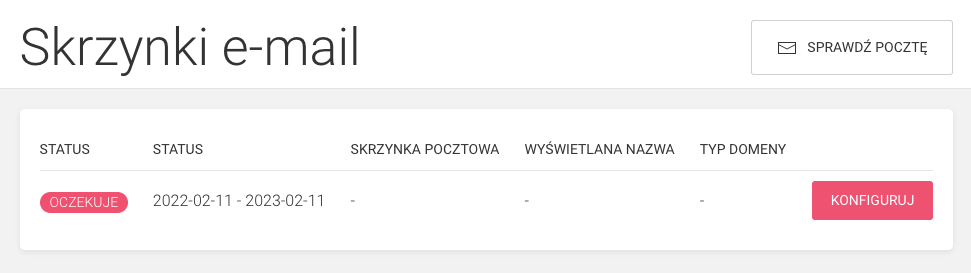 konfiguracja skrzynki