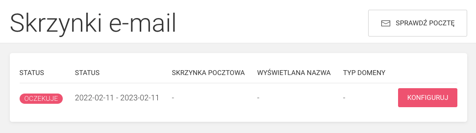 konfiguracja skrzynki