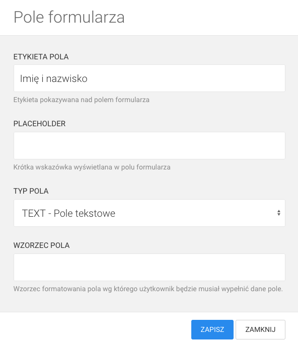 pole formularza tekstowego