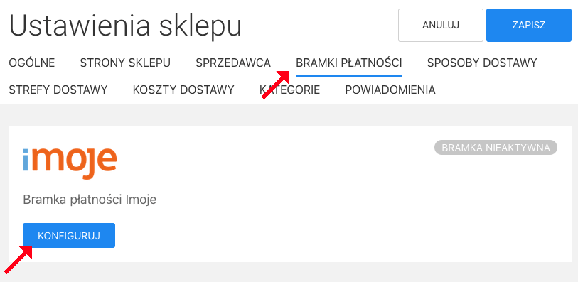 konfiguracja bramki imoje ING
