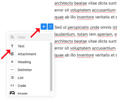 jak dodać blok do treści wpisu