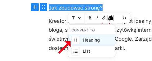 formatowanie tytułu i nagłówka we wpisie
