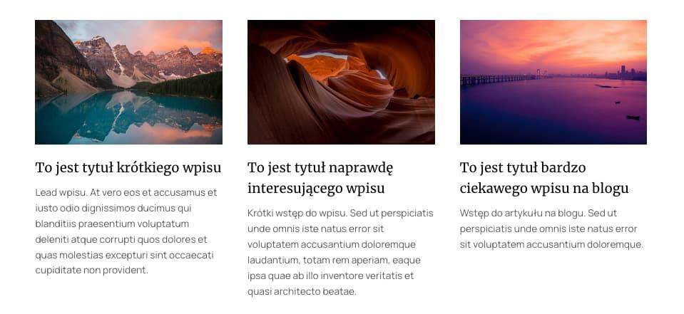 lista wpisów ze wstępem do artykułów