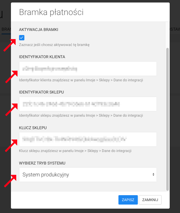 aktywacja bramki płatności imoje