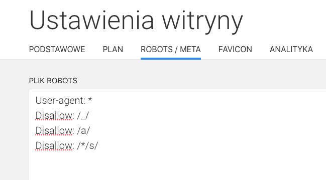 ustawienia pliku robots