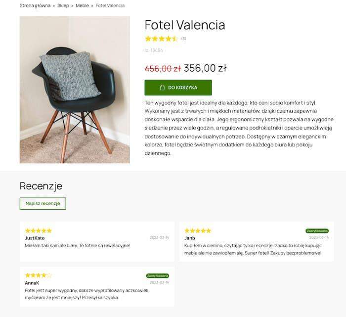 strona produktu z recenzjami