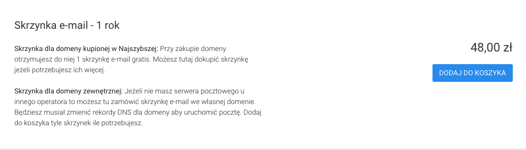 zamówienie skrzynki email